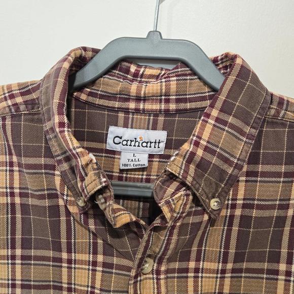 Carhartt S151 DK8 Midweight Flannel Long Sleeve Button Down Shirt Large Tall - Picture 7 of 10